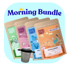 Morning Tea Set: four Cool Tea loose leaf tea pouches with a reusable tea strainer